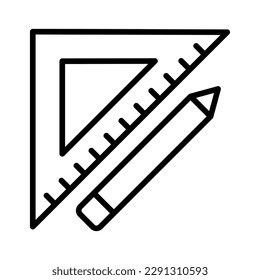 ruler triangle and pencil carpentry outline icon vector illustration
