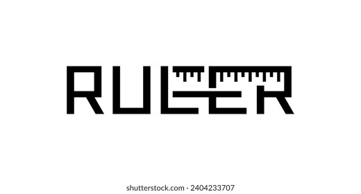 Diseño de logotipo de texto geométrico de tipografía de regla.