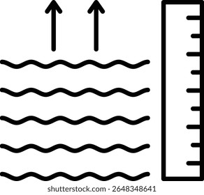 Lineal-Vektorsymbol. Kann für Druck-, Mobil- und Web-Anwendungen verwendet werden.