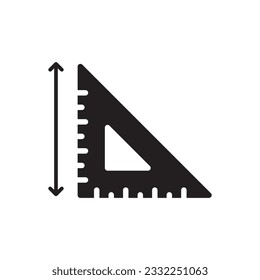 Icono de vector de regla. Diseño de señas planas gobernantes. Pictograma del símbolo de distancia de la regla. icono de escala de interfaz de usuario