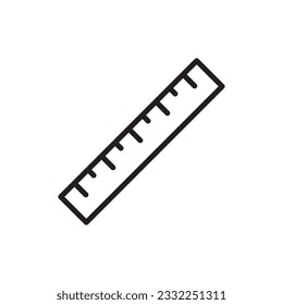 Icono de vector de regla. Diseño de señas planas gobernantes. Pictograma del símbolo de distancia de la regla. icono de escala de interfaz de usuario
