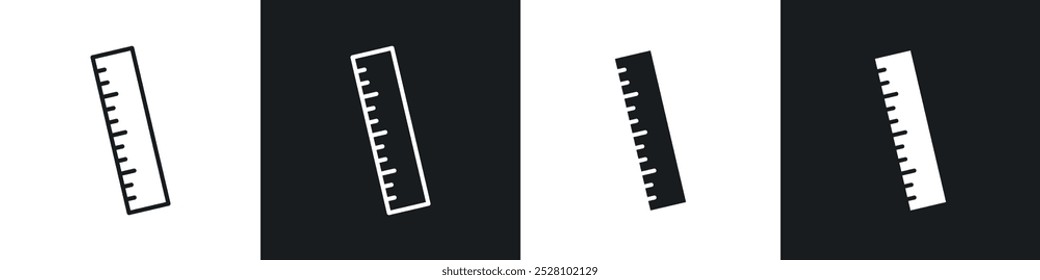 Ruler vector icon set in black and white