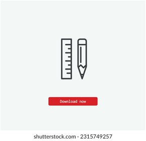 Ruler vector icon. Symbol in Line Art Style for Design, Presentation, Website or Apps Elements, Logo. Pixel vector graphics - Vector