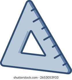 Ruler vector icon with transparent background. Changeable blue color design.