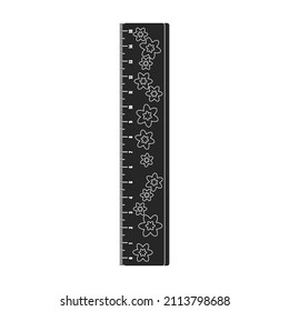 Icono de vector de regla.Icono de vector negro aislado en la regla de fondo blanco.