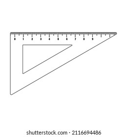 Icono de vector de regla.Icono de vector de contorno aislado en la regla de fondo blanca.