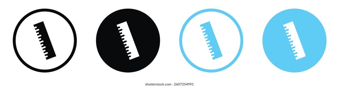 Ruler vector icons in black and blue colors