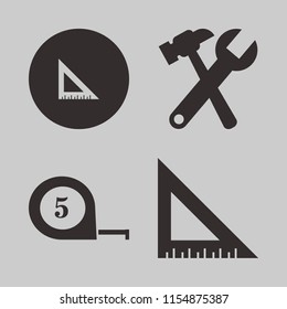 ruler vector icons set. with wrench hammer, ruler and tape measure in set