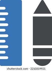 ilustración del vector de regla en un fondo transparente. Símbolos de calidad superior. Iconos vectoriales de glifos para diseño de conceptos y gráficos. 

