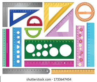 Ruler vector illustration on white background. Vector cartoon set icon protractor of triangle. Isolated cartoon set icon ruler .