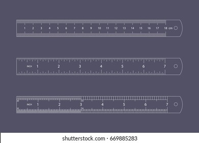 ruler vector line illustration on dark blue background