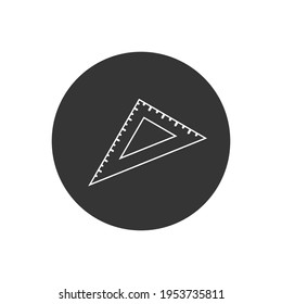 Ruler vector line white icon in flat style. Vector illustration