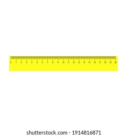 Ruler vector measure education icon isolated white. Horizontal inch ruler tool instrument measure line. Geometry scale equipment long rule sign. Office supply centimeter unit point chart instrument