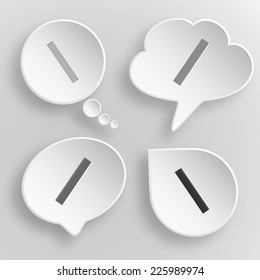Ruler. White flat vector buttons on gray background.