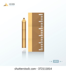 ruler,Pencil origami icon  paper design