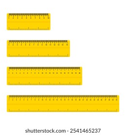 rulers of 10,15,20,30 centimeters isolated on white. Measuring instrument. Vector illustration