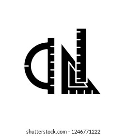 Rulers black icon, vector sign on isolated background. Rulers concept symbol, illustration 