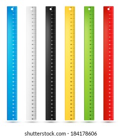 Rulers in centimeters and millimmeters. Vector illustration set.