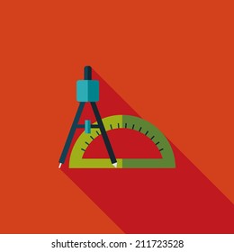 rulers and compass flat icon with long shadow,eps10