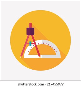 rulers and compass flat icon with long shadow,eps10