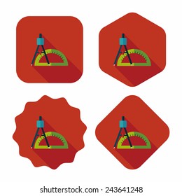 rulers and compass flat icon with long shadow,eps10