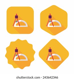 rulers and compass flat icon with long shadow,eps10