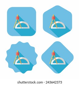 rulers and compass flat icon with long shadow,eps10