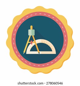 rulers and compass flat icon with long shadow,eps10