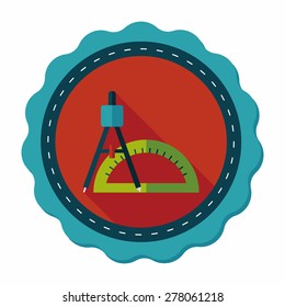 rulers and compass flat icon with long shadow,eps10