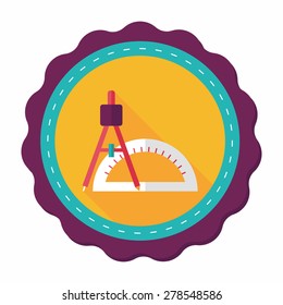 rulers and compass flat icon with long shadow,eps10