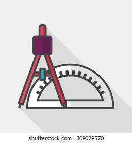 rulers and compass flat icon with long shadow,eps10