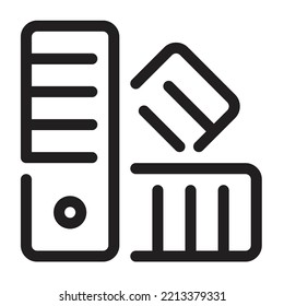 Rulers icon in black flat design on white background, measurement rulers icon. Vector flat graphic illustration. The isolated object on a white background, multiple rulers icon