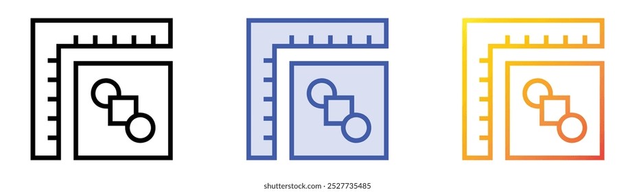 rulers icon. Linear, Blue Fill and Gradient Style Design Isolated On White Background