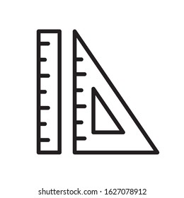 Rulers icon. Measurement and triangle ruler outline vector symbol. 