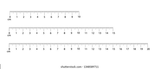 Rulers Inch and metric rulers. Measuring tool. Centimeters and inches measuring scale cm metrics indicator. Scale for a ruler in inches and centimeters. Measuring scales