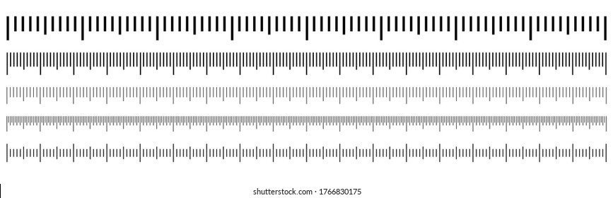 Lineale Inch und metrische Lineale. Messwerkzeug. Zentimeter und Zoll Messskala cm Messgröße. Messskala, Markup für einen Lineal. Vektorset einzeln