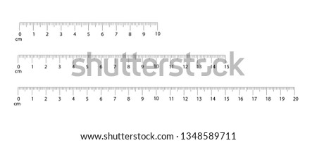 Rulers Inch and metric rulers. Measuring tool. Centimeters and inches measuring scale cm metrics indicator. Scale for a ruler in inches and centimeters. Measuring scales