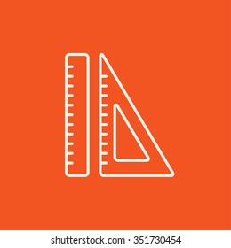 Rulers line icon for web, mobile and infographics. Vector white icon isolated on red background.