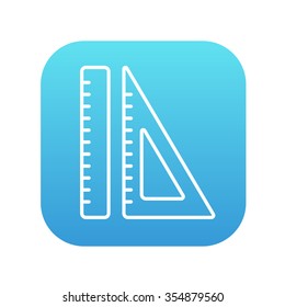 Rulers line icon for web, mobile and infographics. Vector white icon on the blue gradient square with rounded corners isolated on white background.