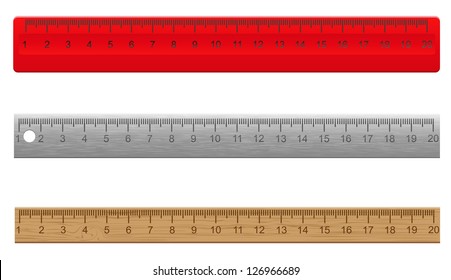 rulers made Ã?Â¢??Ã?Â¢??of plastic wooden and metal vector illustration isolated on white background