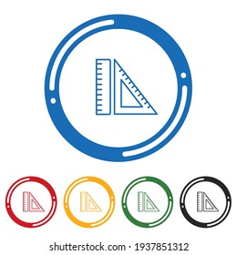 Rulers outline icon set. flat design vector illustration in 5 colors options for web design