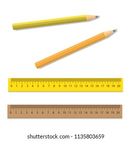 Rulers Pencils Isolated On White Background Stock Vector (Royalty Free ...