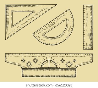 Rulers for stationery geometric. Vector hand drawing