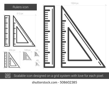 Rulers vector line icon isolated on white background. Rulers line icon for infographic, website or app. Scalable icon designed on a grid system.