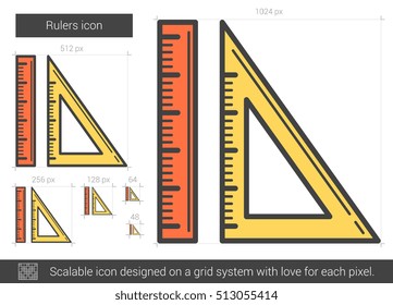 Rulers vector line icon isolated on white background. Rulers line icon for infographic, website or app. Scalable icon designed on a grid system.