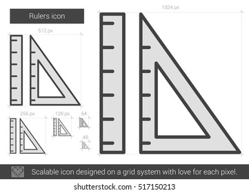 Rulers vector line icon isolated on white background. Rulers line icon for infographic, website or app. Scalable icon designed on a grid system.