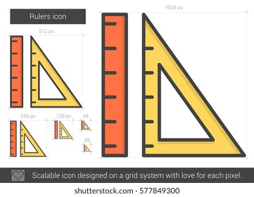 Rulers vector line icon isolated on white background. Rulers line icon for infographic, website or app. Scalable icon designed on a grid system.