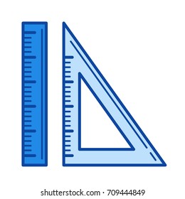Icono de línea vectorial de regla aislado en fondo blanco. Icono de línea de reglas para infografía, sitio web o aplicación. Icono azul diseñado en un sistema de cuadrícula.