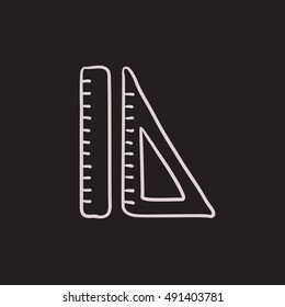Lineale Vektorgrafik Symbol einzeln auf Hintergrund. Handgezeichnete Lineale Ikone. Lineal Sketch Symbol für Infografik, Website oder App.