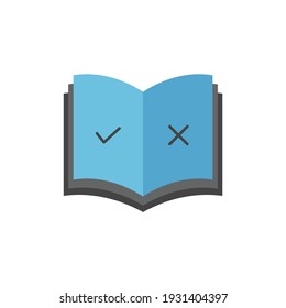 icono del libro de reglas en el icono de color, aislado en el fondo blanco 